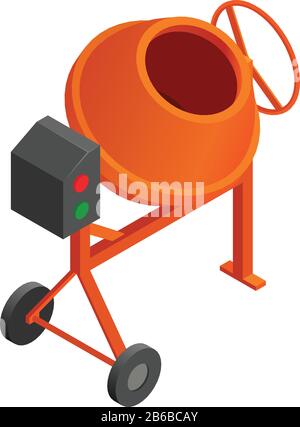 Concrete mixer icon. Isometric of concrete mixer vector icon for web design isolated on white background Stock Vector
