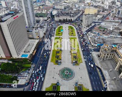 Lima Peru Old business center of the Peruvian capital, photo taken from the sky with a drone Stock Photo