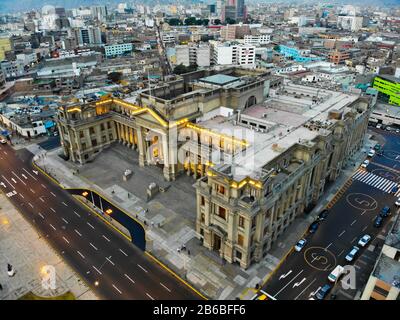 Peruvian courthouse in Lima Peru photo taken from the sky with a drone Stock Photo
