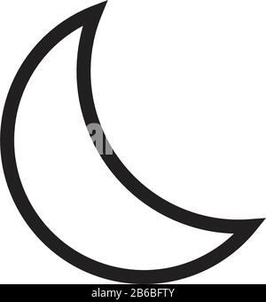 Crescent moon, evening or nighttime line art for apps and websites. Night Mode. Stock Vector illustration isolated on white background. Stock Vector