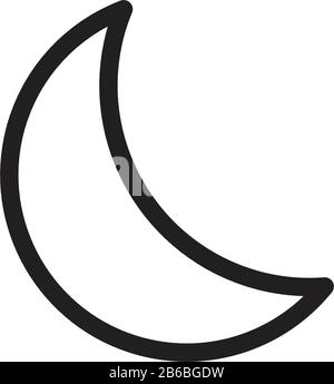 Crescent moon, evening or nighttime line art for apps and websites. Night Mode. Stock Vector illustration isolated on white background. Stock Vector