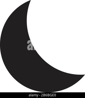 Crescent moon, evening or nighttime line art for apps and websites. Night Mode. Stock Vector illustration isolated on white background. Stock Vector