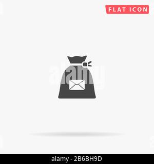 Bag Of Letters, Mail Bag flat vector icon. Glyph style sign. Simple hand drawn illustrations symbol for concept infographics, designs projects, UI and Stock Vector
