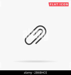 Paperclip flat vector icon. Glyph style sign. Simple hand drawn illustrations symbol for concept infographics, designs projects, UI and UX, website or Stock Vector