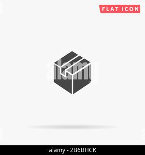 Box flat vector icon. Glyph style sign. Simple hand drawn illustrations symbol for concept infographics, designs projects, UI and UX, website or mobil Stock Vector