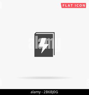 Electricity Book flat vector icon. Glyph style sign. Simple hand drawn illustrations symbol for concept infographics, designs projects, UI and UX, web Stock Vector