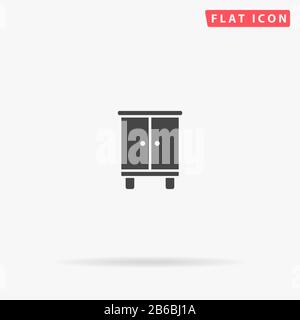 Nightstand flat vector icon. Glyph style sign. Simple hand drawn illustrations symbol for concept infographics, designs projects, UI and UX, website o Stock Vector