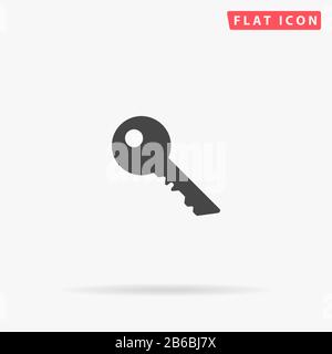 Key flat vector icon. Glyph style sign. Simple hand drawn illustrations symbol for concept infographics, designs projects, UI and UX, website or mobil Stock Vector