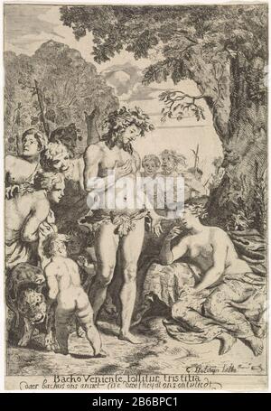 Bacchus and Ariadne, Bacchus Troost, coming away with depression (op title object) Bacchus, surrounded by his entourage, comforting Ariadne on Naxos by Theseus is verlaten. Manufacturer : printmaker Cornelis Holsteyn (listed property) Place manufacture: Northern Netherlands Date: 1628 - 1658 Physical features: etching material: paper Technique: etching dimensions: sheet: h 290 mm (cut to image) × 199 b mm Subject: Bacchus finds Ariadne on Naxos Stock Photo