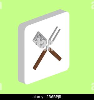 BBQ Item Simple vector icon. Illustration symbol design template for web mobile UI element. Perfect color isometric pictogram on 3d white square. BBQ Stock Vector