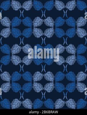 Dark classic blue simple watercolor leaf stripe. Vector texture seamless pattern. Variegated soft blended dyed background. Denim indigo masculine Stock Vector