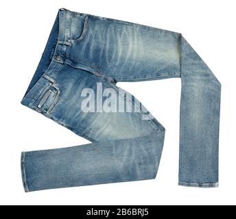 blue jeans path isolated on white Stock Photo