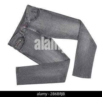 gray jeans path isolated on white Stock Photo
