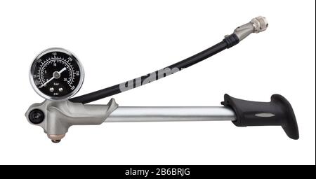 bike fork high pressure pump path isolated on white Stock Photo
