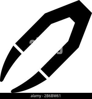 Eyebrow or Lens Tweezers. Flat Vector Icon illustration. Simple black symbol on white background. Eyebrow or Lens Tweezers sign design template for we Stock Vector
