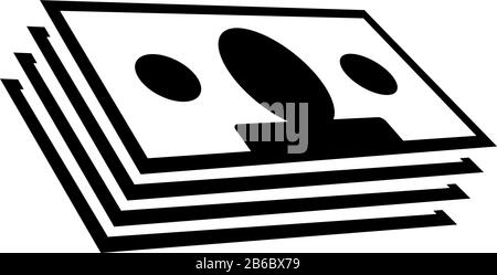 Money Stack, Dollars Banknotes, Cash. Flat Vector Icon illustration. Simple black symbol on white background. Money Stack, Dollars Banknotes, Cash sig Stock Vector