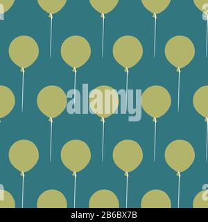 green baloons seamless vector pattern on teal Stock Vector