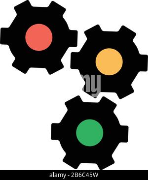 Three black gear wheels on white background. Settings icon. Stock Vector illustration isolated on white background. Stock Vector