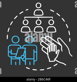 Support of mentor chalk RGB color concept icon. Teacher assistance. Coaching and training. Study project aid. Tuition idea. Vector isolated chalkboard Stock Vector