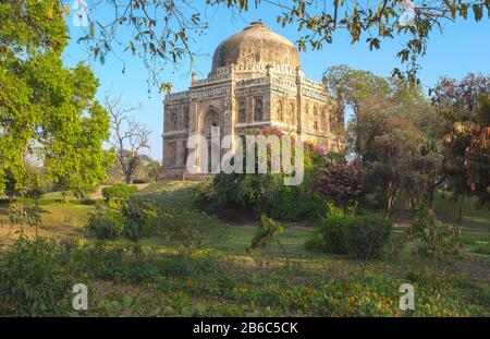 Shisha Gumbad, Lodhi Garden, with no people, taken at the end of a spring afternoon, Delhi, India Stock Photo