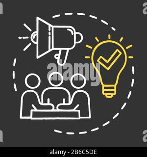 Contributing ideas chalk RGB color concept icon. Business meeting. Briefing and teamwork. Cooperation in community. Brainstorming idea. Vector Stock Vector