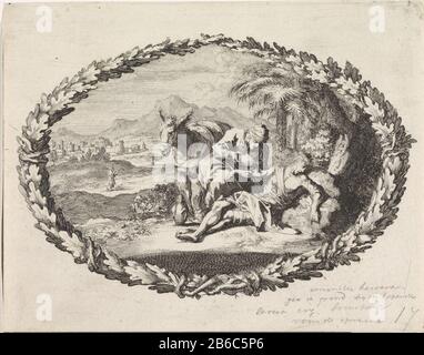 Good Samaritan care of wounds A performance in a cartouche of palm ...