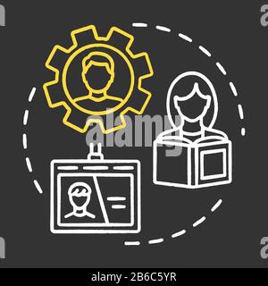 Specialized teacher chalk RGB color concept icon. Professional tutor. Tuition and counseling support. Inclusive education idea. Vector isolated Stock Vector