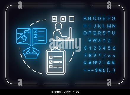 Obsessive compulsive disorder neon light concept icon. OCD. Healthcare idea thin line illustrationidea. Outer glowing sign with alphabet, numbers and Stock Vector