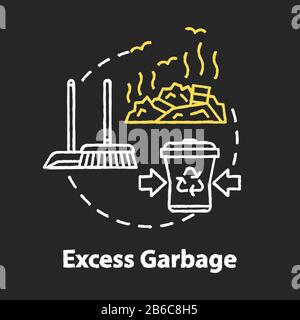Excess garbage chalk RGB color concept icon. Trash and rubbish. Dustbins and landfill. Sanitation, cleaning. Pollution idea. Vector isolated Stock Vector