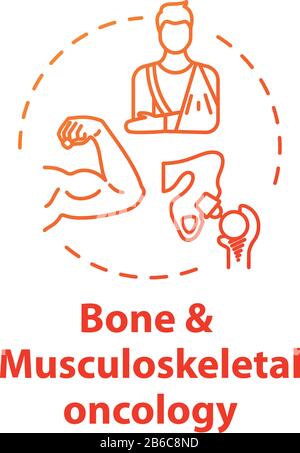 Bone and musculoskeletal oncology concept icon. Bone and muscle cancer treatment. Recovery from injuries idea thin line illustration. Vector isolated Stock Vector