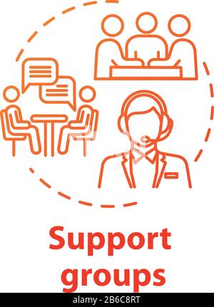 Support groups concept icon. Mutual help team. Psychological assistance organization. Therapeutic assistance idea thin line illustration. Vector Stock Vector