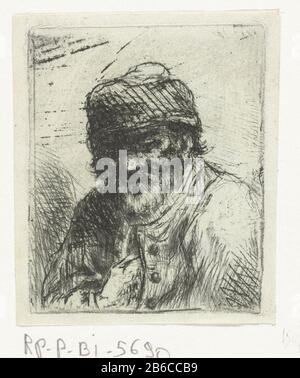 Bearded old man with hat bearded old man with hat object type: picture Item number: RP-P-BI 5690Catalogusreferentie: LeBlanc 1-100Opmerking: Complete work of Jan Chalon Description: Old man with a beard. He wears a hat and put his hand in his jacket. Bust to links. Manufacturer : print maker: Jan Chalon After a design of: Jan Chalon Place manufacture: Northern Netherlands Date: 1748 - 1795 Physical characteristics: etching and dry point material: paper Technique: etching / dry point measurements: plate edge: h 66 mm × b 54 mm Subject: head- gear: cap (+ men's clothes) morphology of human expre Stock Photo