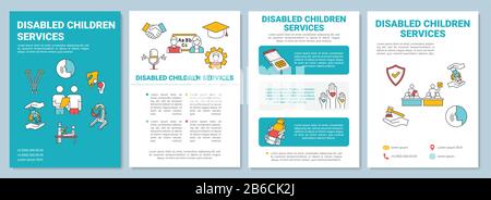 Disabled children services brochure template. Programs for handicapped. Flyer, booklet, leaflet print, cover design with linear icons. Vector layouts Stock Vector