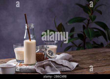 Lactose free nondairy buckwheat milk Stock Photo