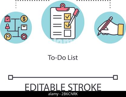 To do list concept icon. Making checklist idea thin line illustration. Time management tool. Daily planning. Task prioritizing and scheduling. Vector Stock Vector