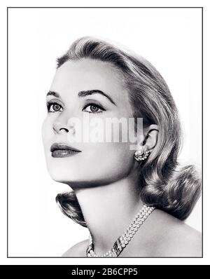 GRACE KELLY HOLLYWOOD STUDIO PORTRAIT 1950's A highly popular and beautiful film actress in the 1950s, Grace Kelly starred in movies such as Dial M for Murder and To Catch a Thief. She married Prince Rainier III of Monaco and became Princess Grace of Monaco Stock Photo