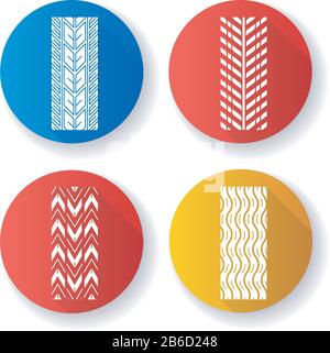 Tire patterns flat design long shadow glyph icons set. Detailed ...
