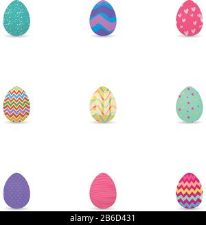 Set of decorated easter eggs Stock Vector