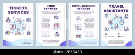 Tickets services brochure template. Travel assistant. Hotel booking. Flyer, booklet, leaflet print, cover design with linear icons. Vector layouts for Stock Vector