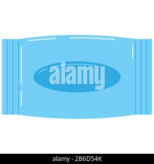 Wet wipes plastic package vector icon isolated on white background. Flat design closed wet tissue sign illustration. Travel wipes pack, baby cleaning Stock Vector