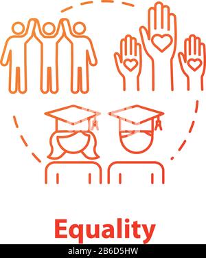Equality concept icon. Positive support. Multi-national community. College graduation. Inclusive education idea thin line illustration. Vector Stock Vector