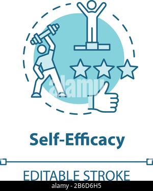 Self efficacy concept icon. Personal potential realization. Professional training. Movement to goal idea thin line illustration. Vector isolated Stock Vector