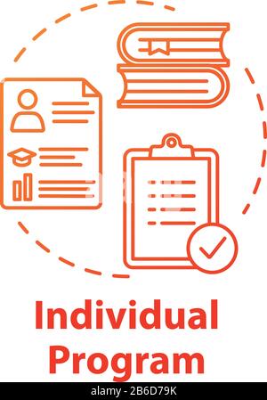 Individual program concept icon. Academic studying. Lists and books. Project planning aid. Inclusive education idea thin line illustration. Vector Stock Vector