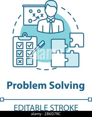 Problem solving concept icon. Planning, management. Way out of difficult situations. Decision making idea thin line illustration. Vector isolated Stock Vector
