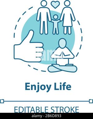 Enjoy life concept icon. Stay in good condition. Happy being. Ability to love and relax. Live full life idea thin line illustration. Vector isolated Stock Vector