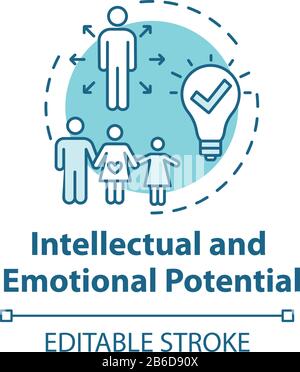 Intellectual and emotional potential concept icon. Live full life. Positive impact on others. Happy being idea thin line illustration. Vector isolated Stock Vector