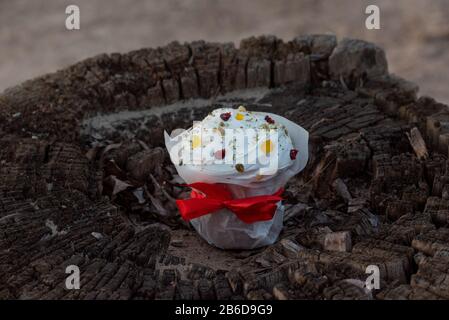Easter cake on a dark background. Easter cake. Preparation for the holiday Stock Photo