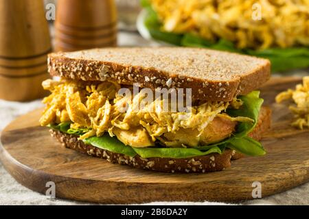 Homemade Curried Coronation Chicken with Lettuce Ready to Eat Stock Photo