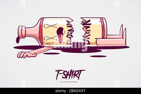 Stylish bottle of alcohol. Print on T-shirts, sweatshirts, cases for mobile phones, souvenirs Stock Vector