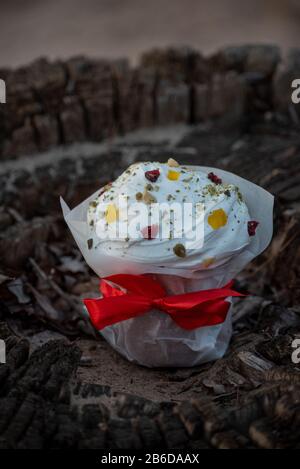 Easter cake on a dark background. Easter cake. Preparation for the holiday Stock Photo